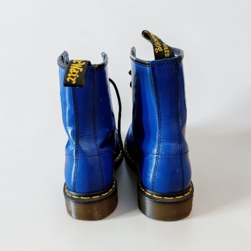 Dr. Martens Blue Leather 8-Eye Lace-Up Combat Boots - Picture 4 of 7